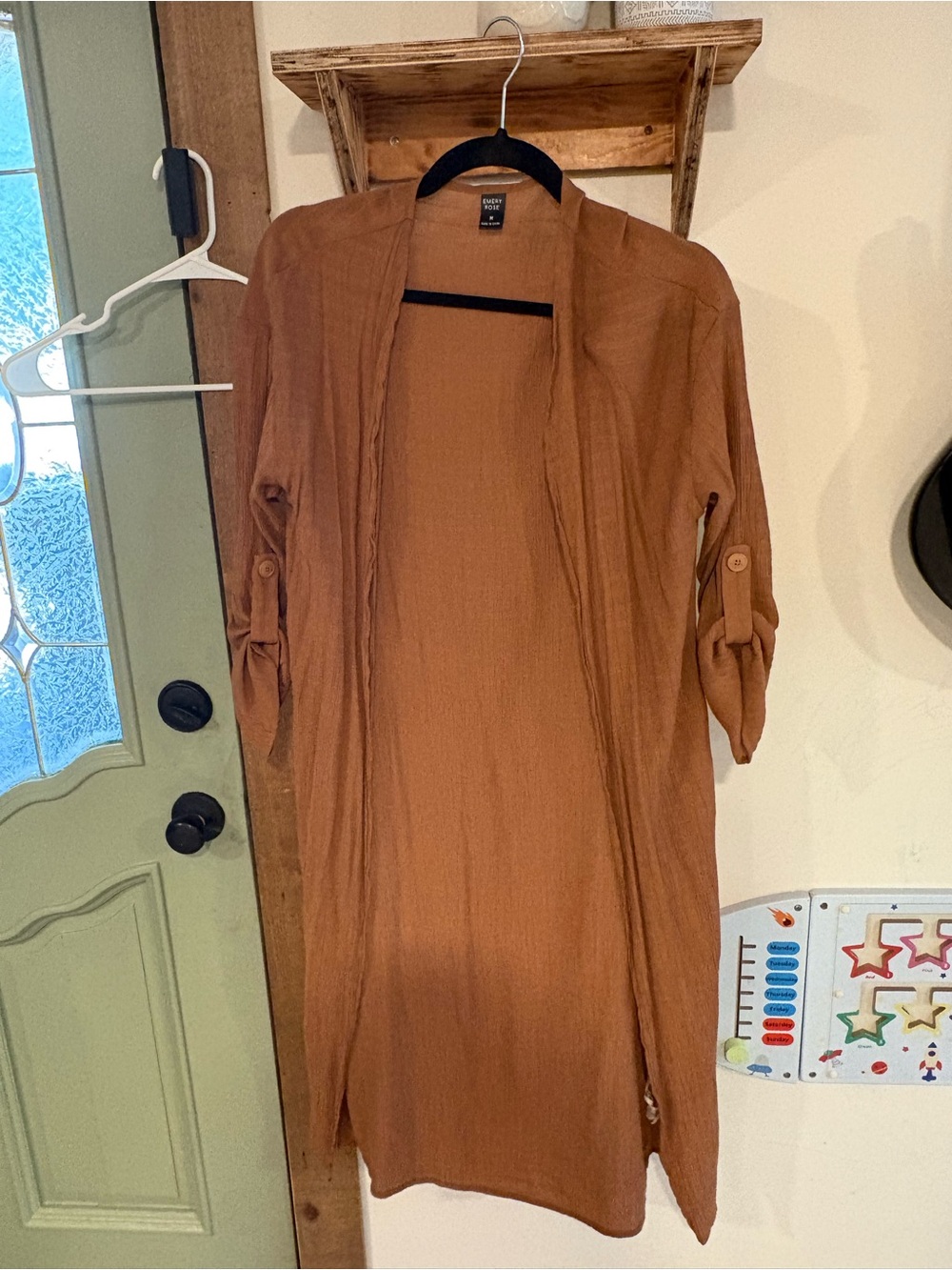 Open-Front Rust Brown Lightweight Duster Cardigan - Unknown Brand
